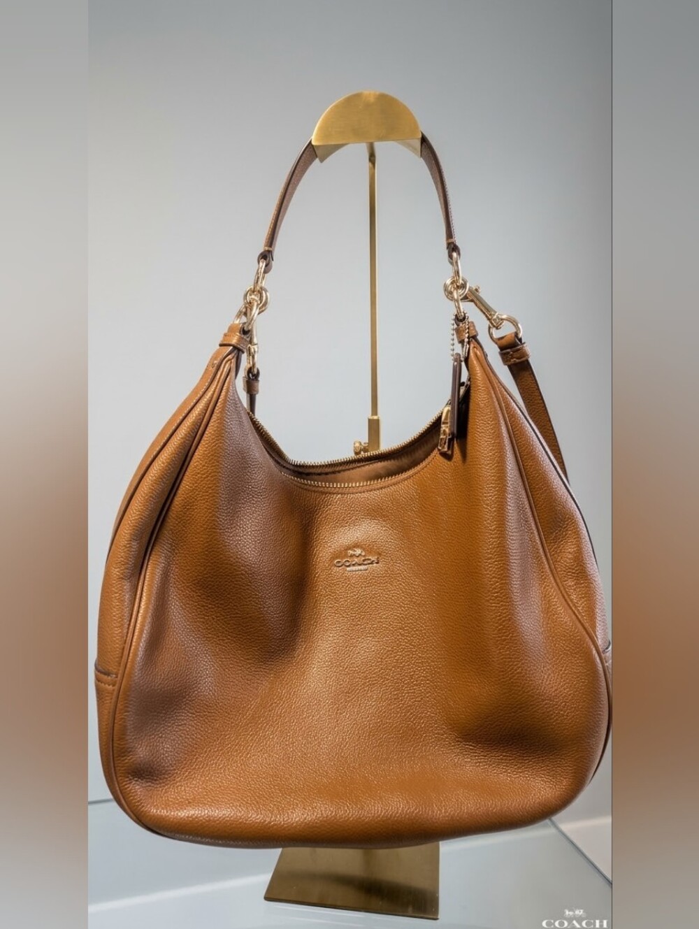 Coach Pebbled Leather Hobo Bag in Saddle